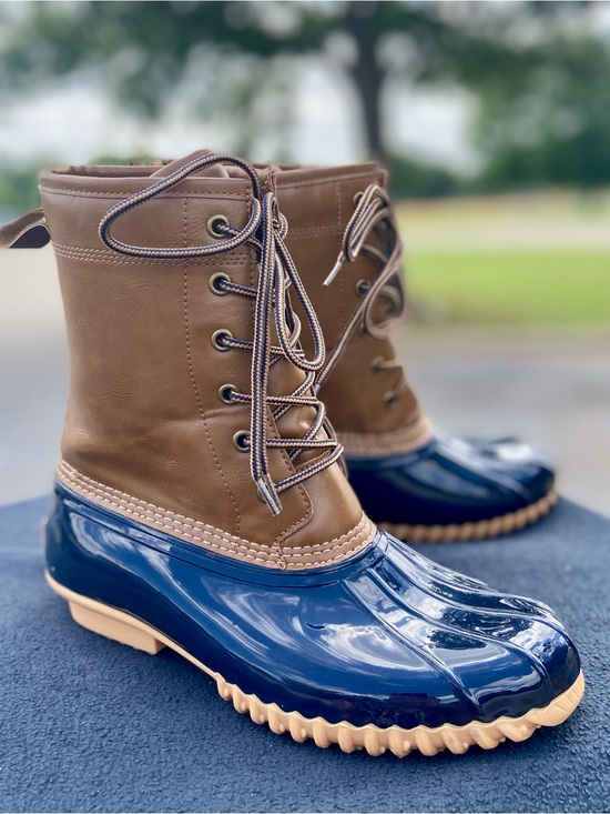 Sporto Shoes - Sporto Navy Blue & Brown Waterproof Lace-Up Duck Boots